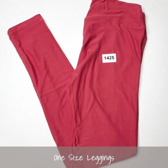 LuLaRoe OS Solid Leggings Red One Size NEW - Picture 1 of 1